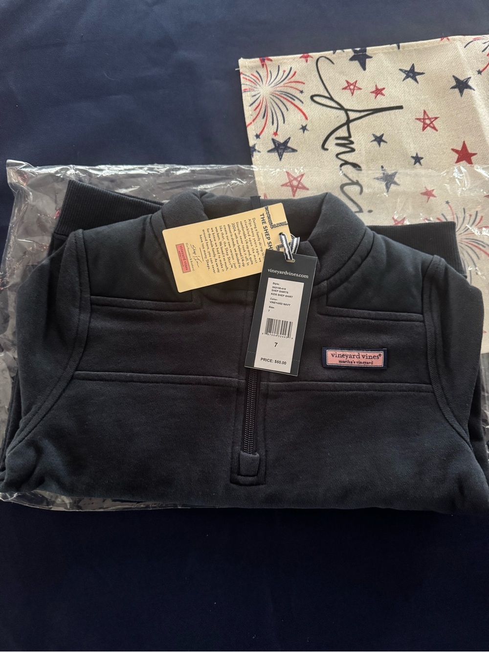 Vineyard Vines Navy Blue Pullover with Pink Label